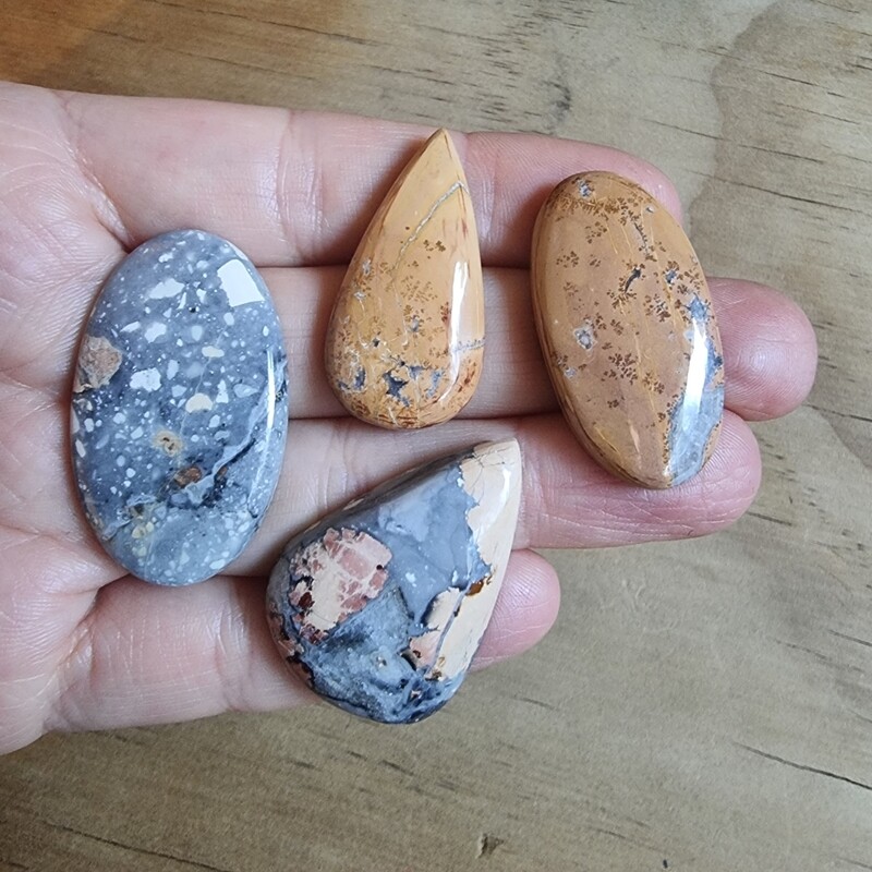 4 x Malingano Jasper Cabochon lot / Pendant lot for jewelry making or diy craft projects 32.3gr