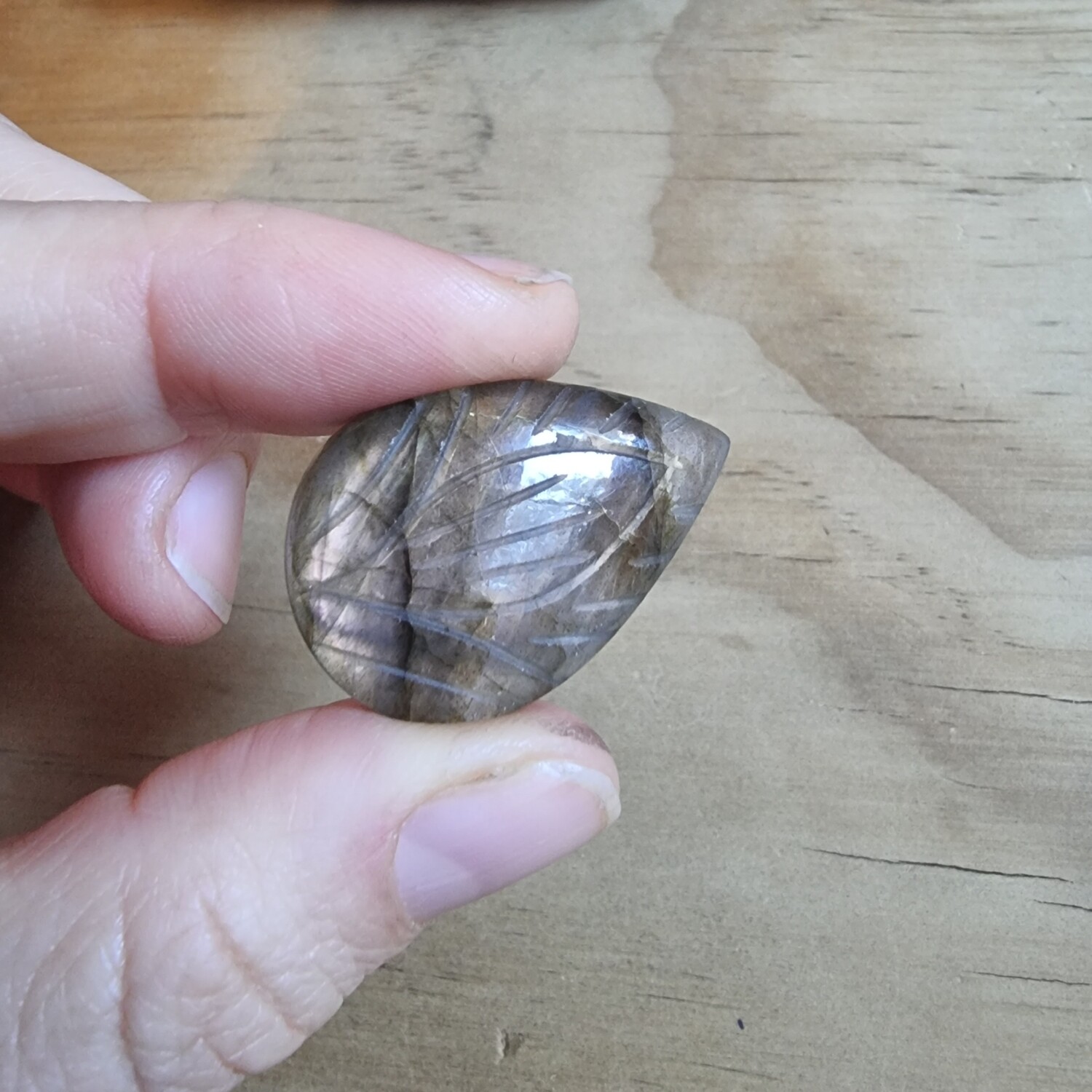 Carved Labradorite Pink Cabochon / Pendant for jewelry making or diy craft projects 8.9gr