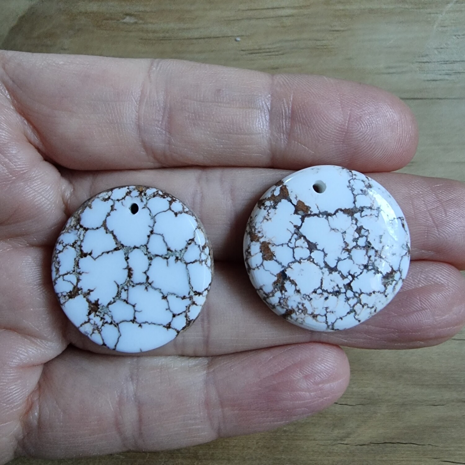 2 x Magnesite Top Drilled Cabochon Lot / Pendant Lot for jewelry making or diy craft projects 14.8gr