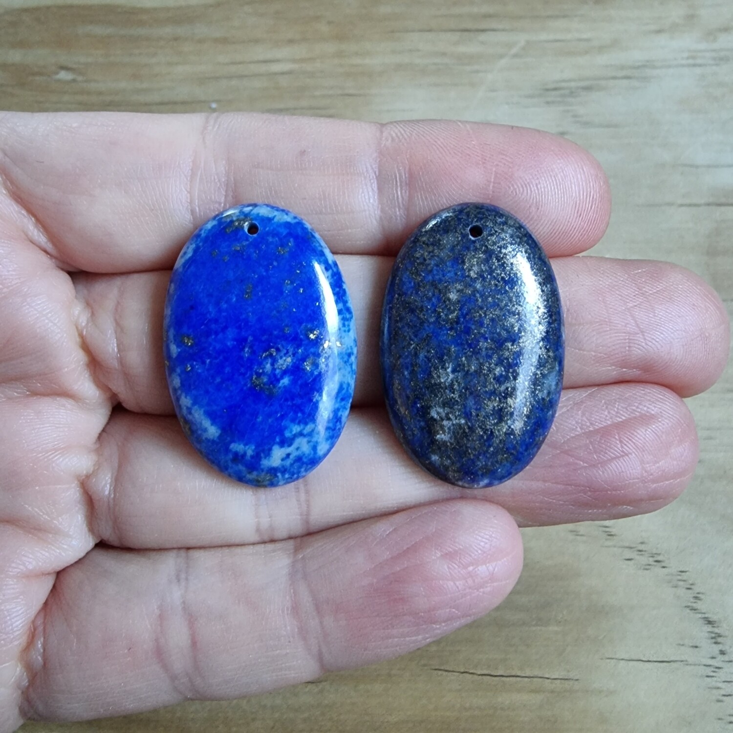 2 x Lapis Lazuli Top Drilled Cabochon Lot / Pendant Lot for jewelry making or diy craft projects 13.8gr