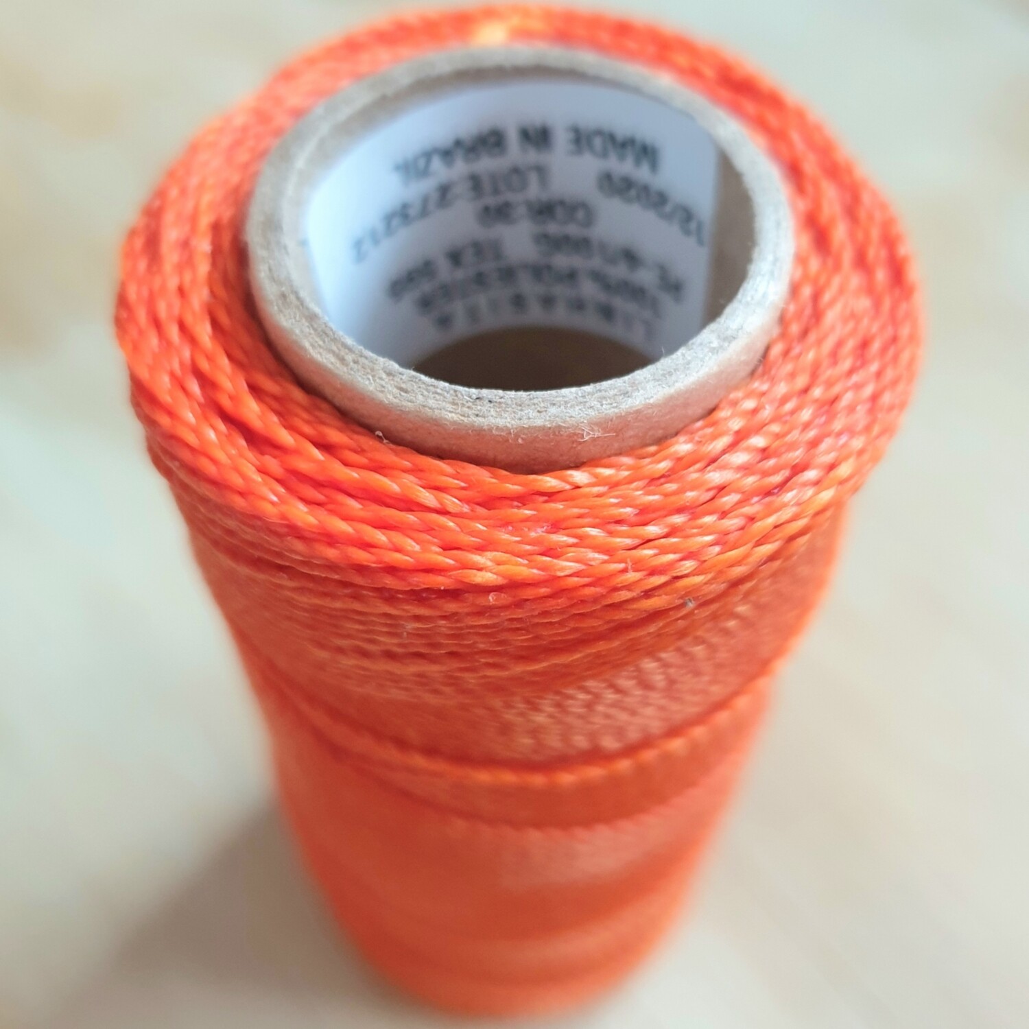 Cor #30 1mm Waxed Linhasita Thread 170m Spool - ORANGE