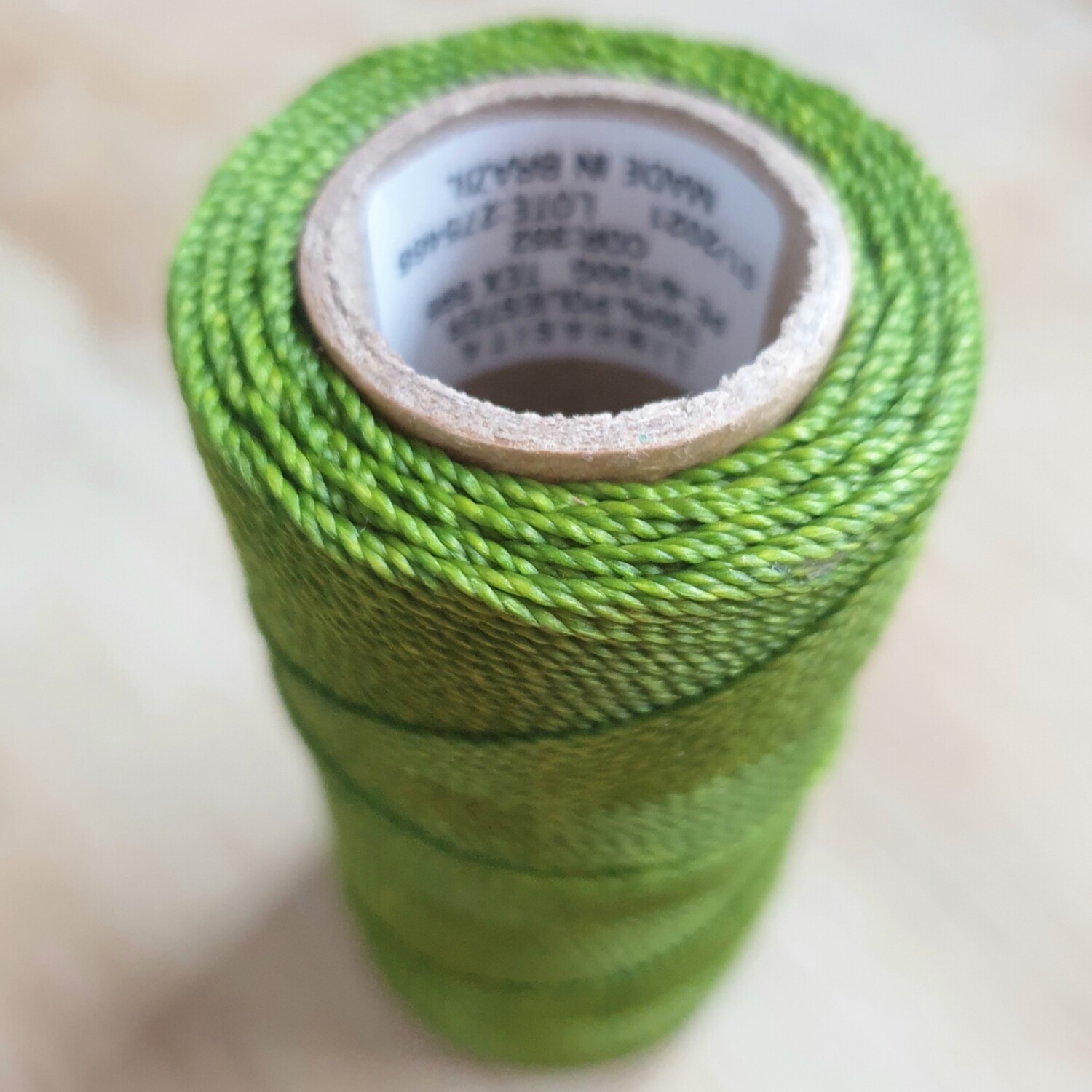 Cor #352 1mm Waxed Linhasita Thread 170m Spool - LIME GREEN