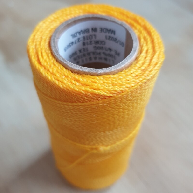 Cor #218 1mm Waxed Linhasita Thread 170m Spool - YELLOW