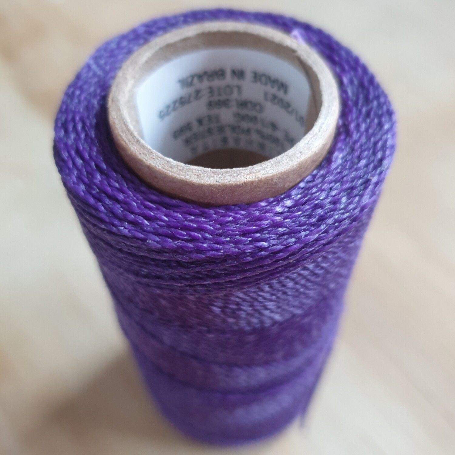 Cor #369 1mm Waxed Linhasita Thread 170m Spool - PURPLE