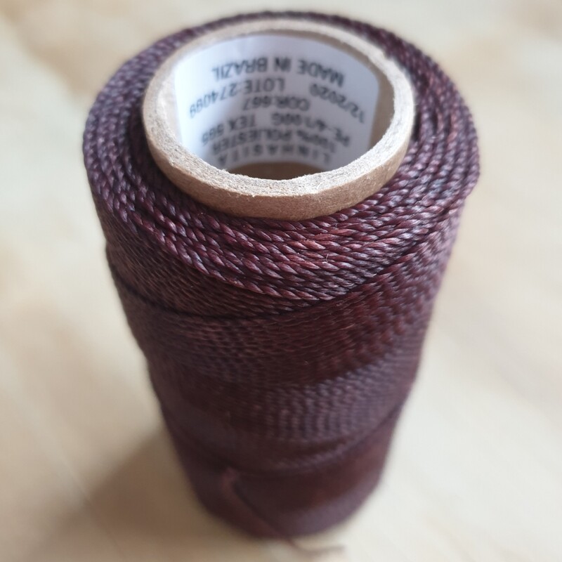 Cor #667 1mm Waxed Linhasita Thread 170m Spool - CHOCOLATE BROWN