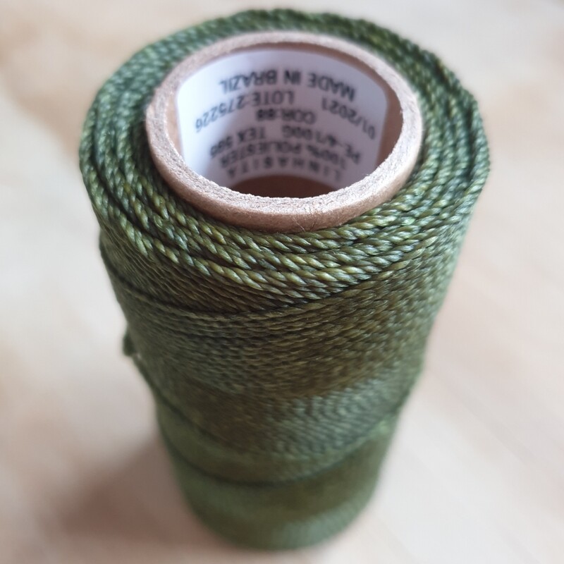 Cor #88 1mm Waxed Linhasita Thread 170m Spool - ARMY GREEN