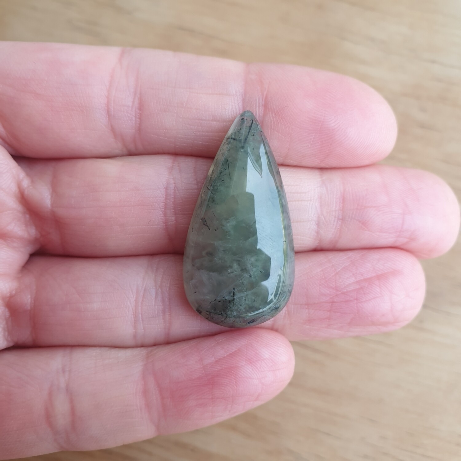 Prehnite with Epidote Cabochon / Pendant for jewelry making or diy craft projects 8.5gr