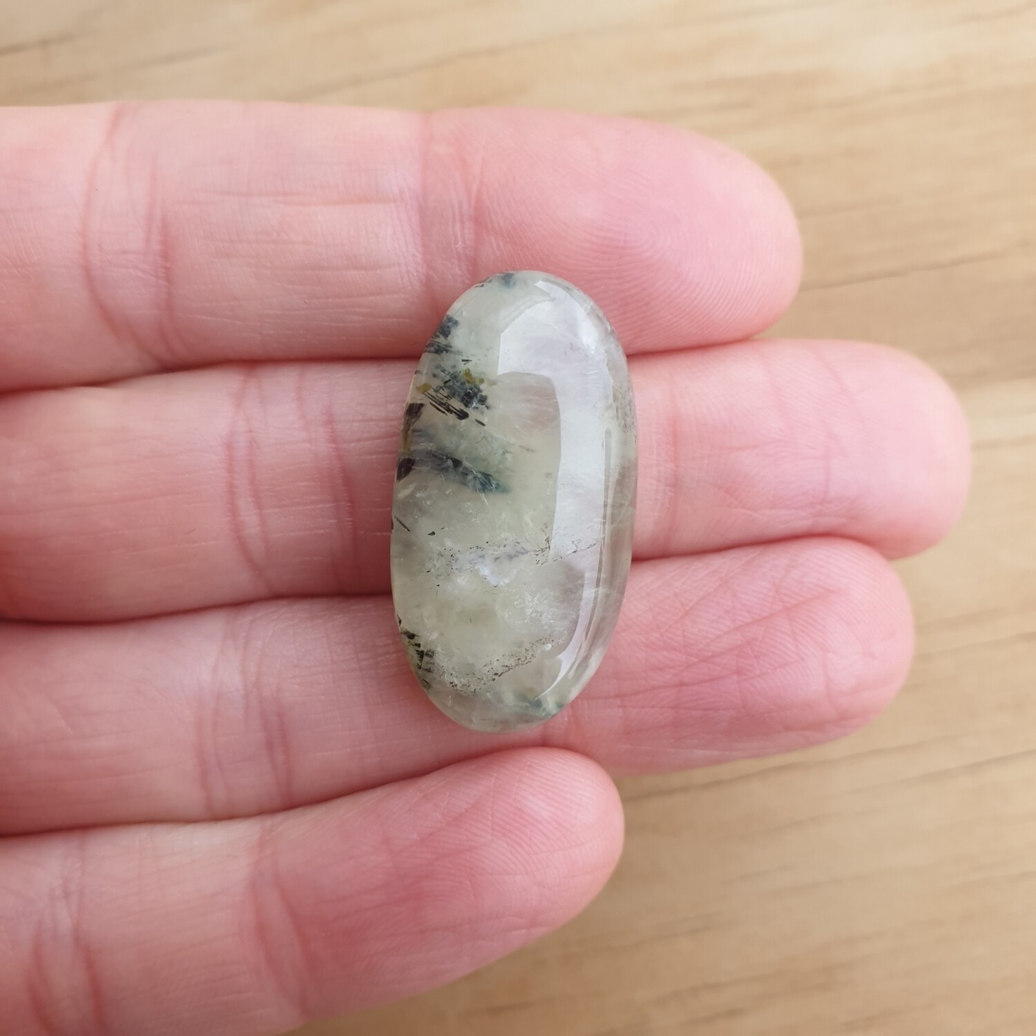 Prehnite with Epidote Cabochon / Pendant for jewelry making or diy craft projects 7.3gr