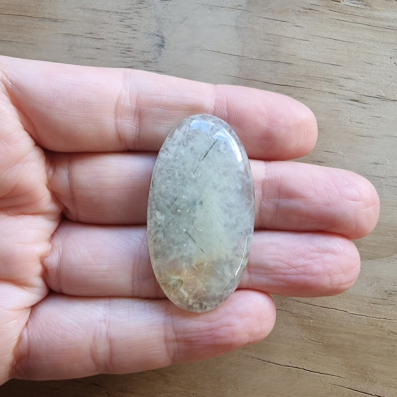 Prehnite with Epidote Cabochon / Pendant for jewelry making or diy craft projects 13gr