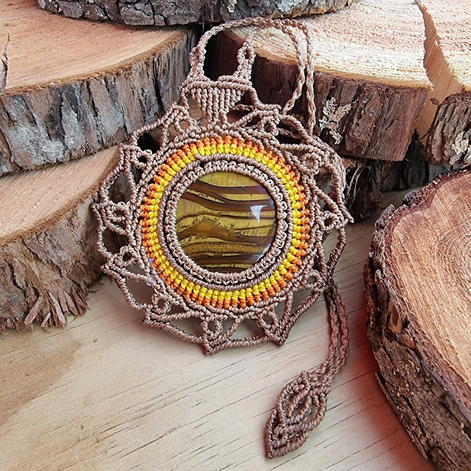 Tiger Eye Micromacrame Necklace 