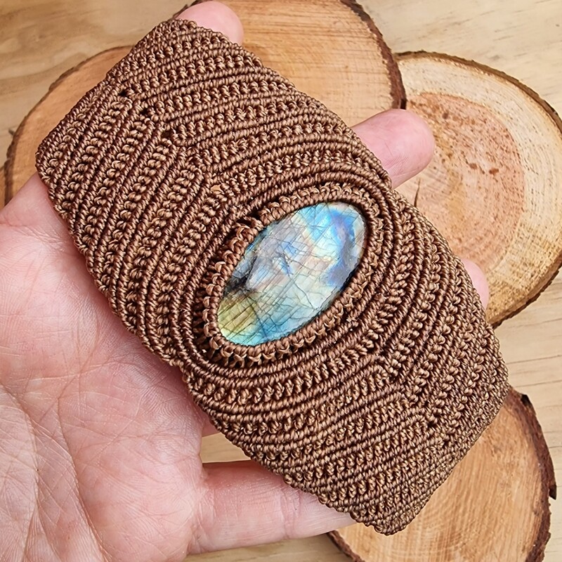Labradorite Micromacrame Cuff Bracelet