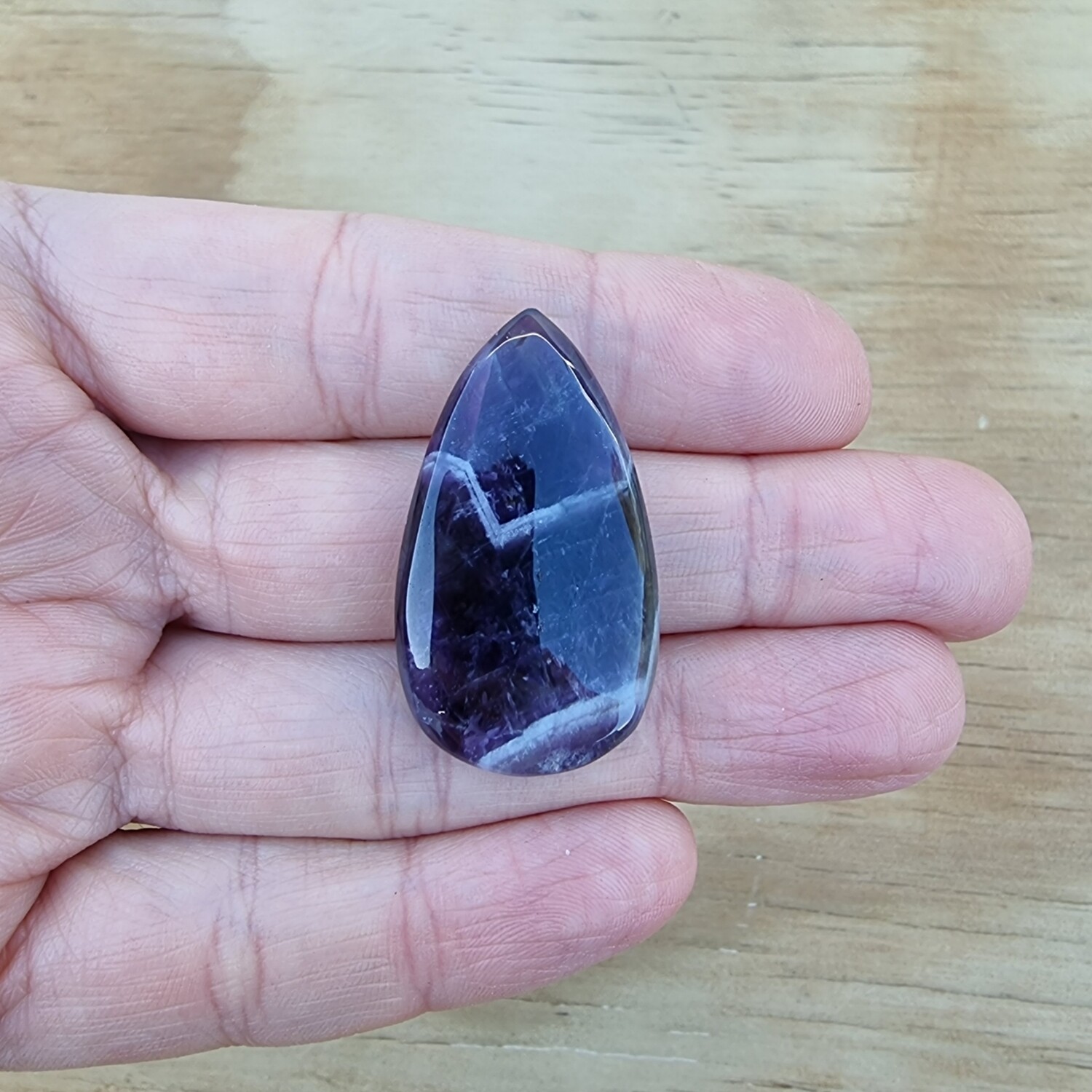 Chevron Amethyst Cabochon / Pendant for jewelry making or diy craft projects 9.5gr