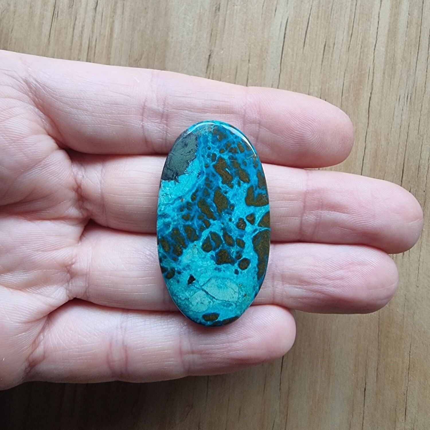 Peruvian Chrysocolla Cabochon / Pendant for jewelry making or diy craft projects 14.6gr