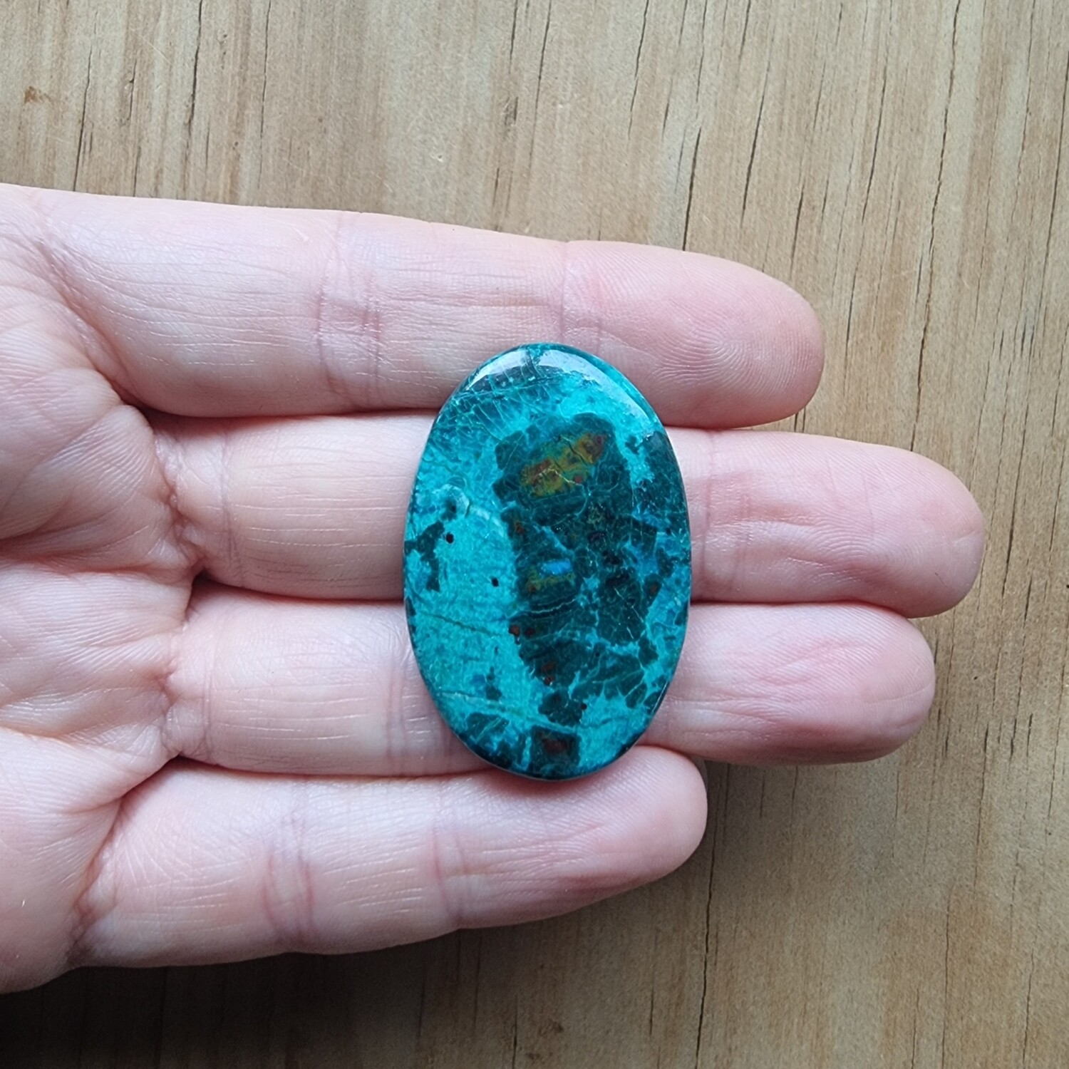 Peruvian Chrysocolla Cabochon / Pendant for jewelry making or diy craft projects 19.6gr