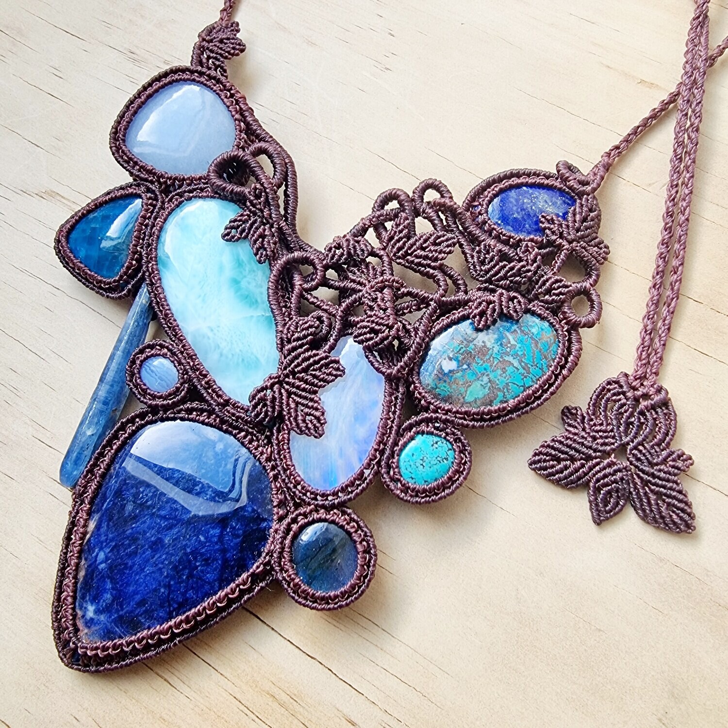 Throat Chakra Amulet MicroMacrame Necklace