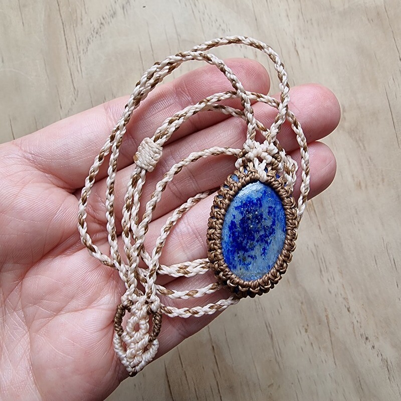 Lapis Lazuli Adjustable Micromacrame Necklace