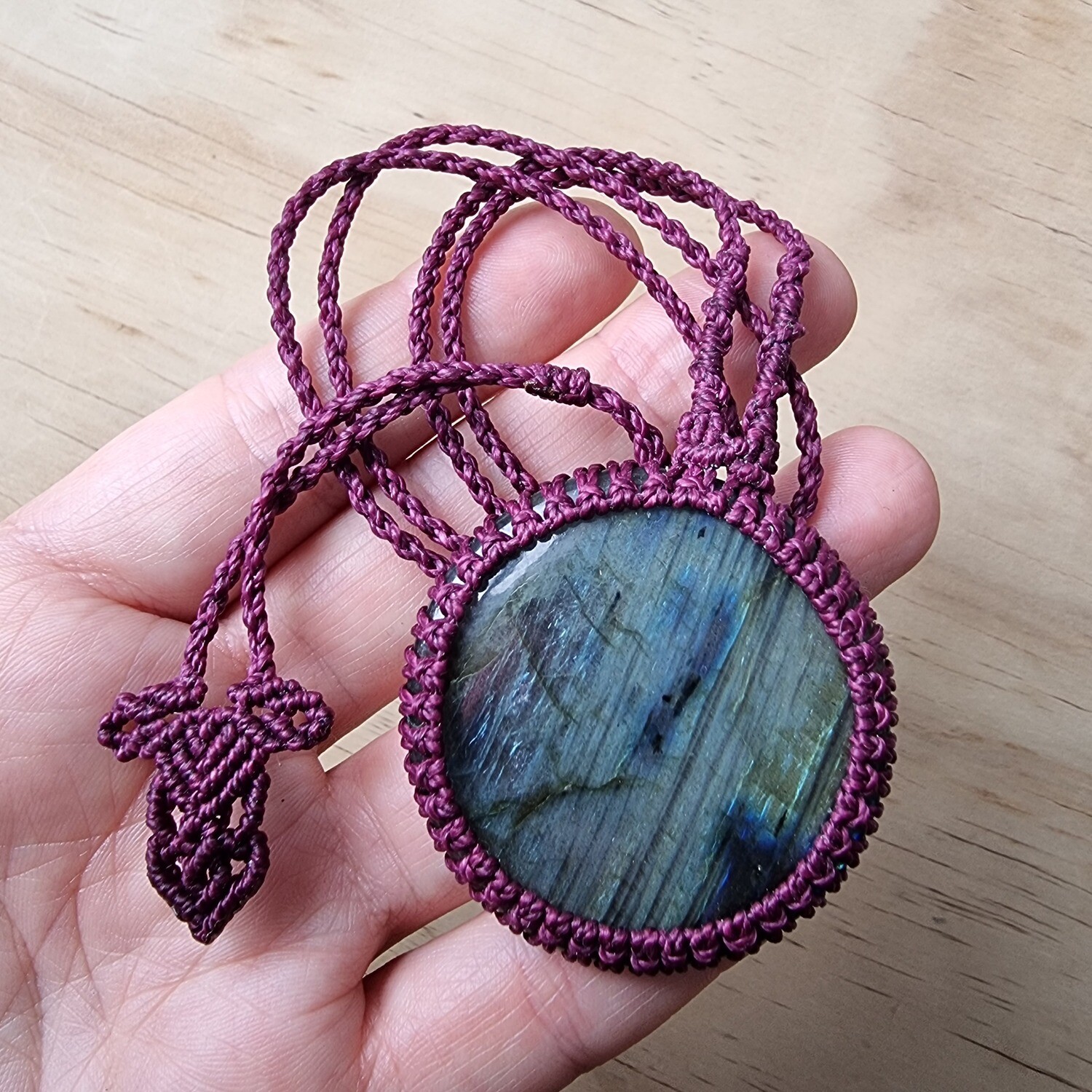 Labradorite Adjustable Micromacrame Necklace