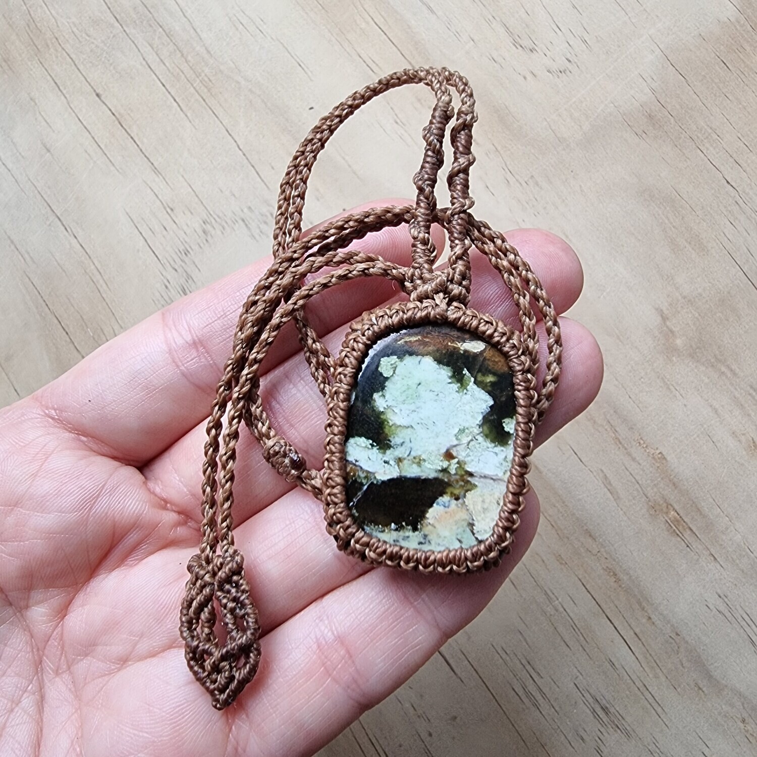 Chrome Chalcedony Adjustable Micromacrame Necklace