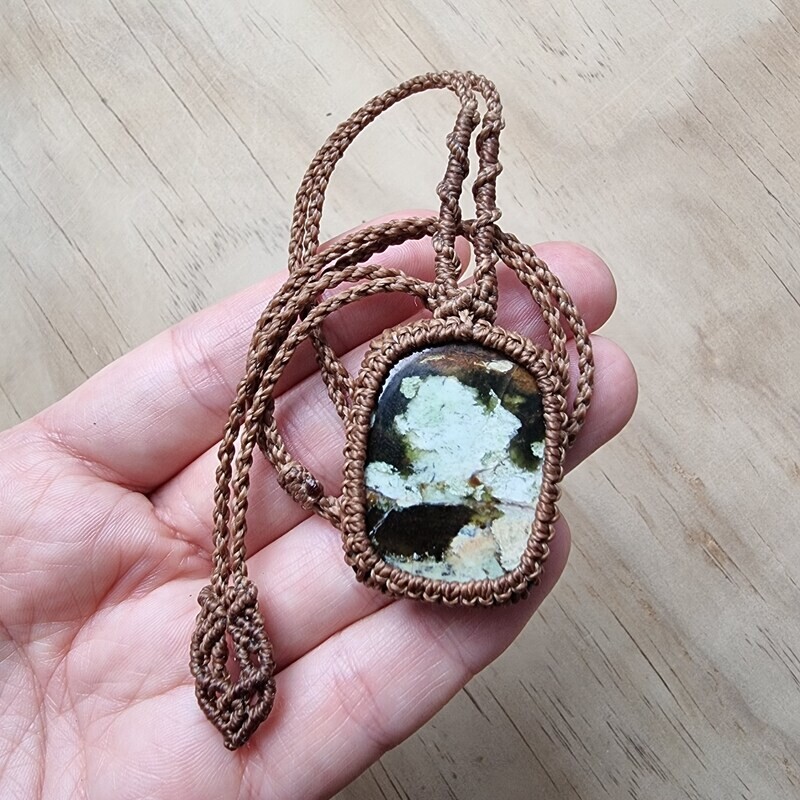 Chrome Chalcedony Adjustable Micromacrame Necklace