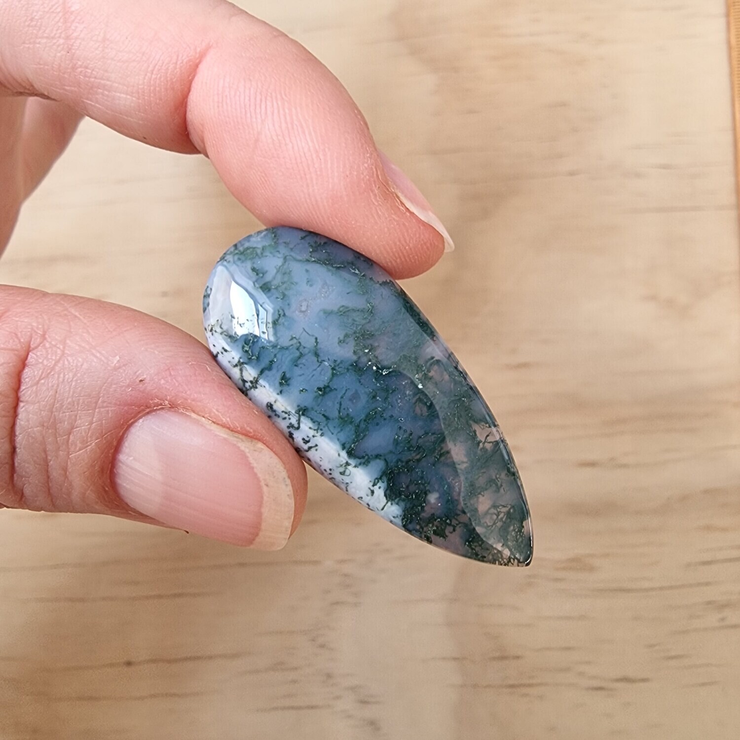 Moss Agate Cabochon / Pendant for jewelry making or diy craft projects 7.9gr