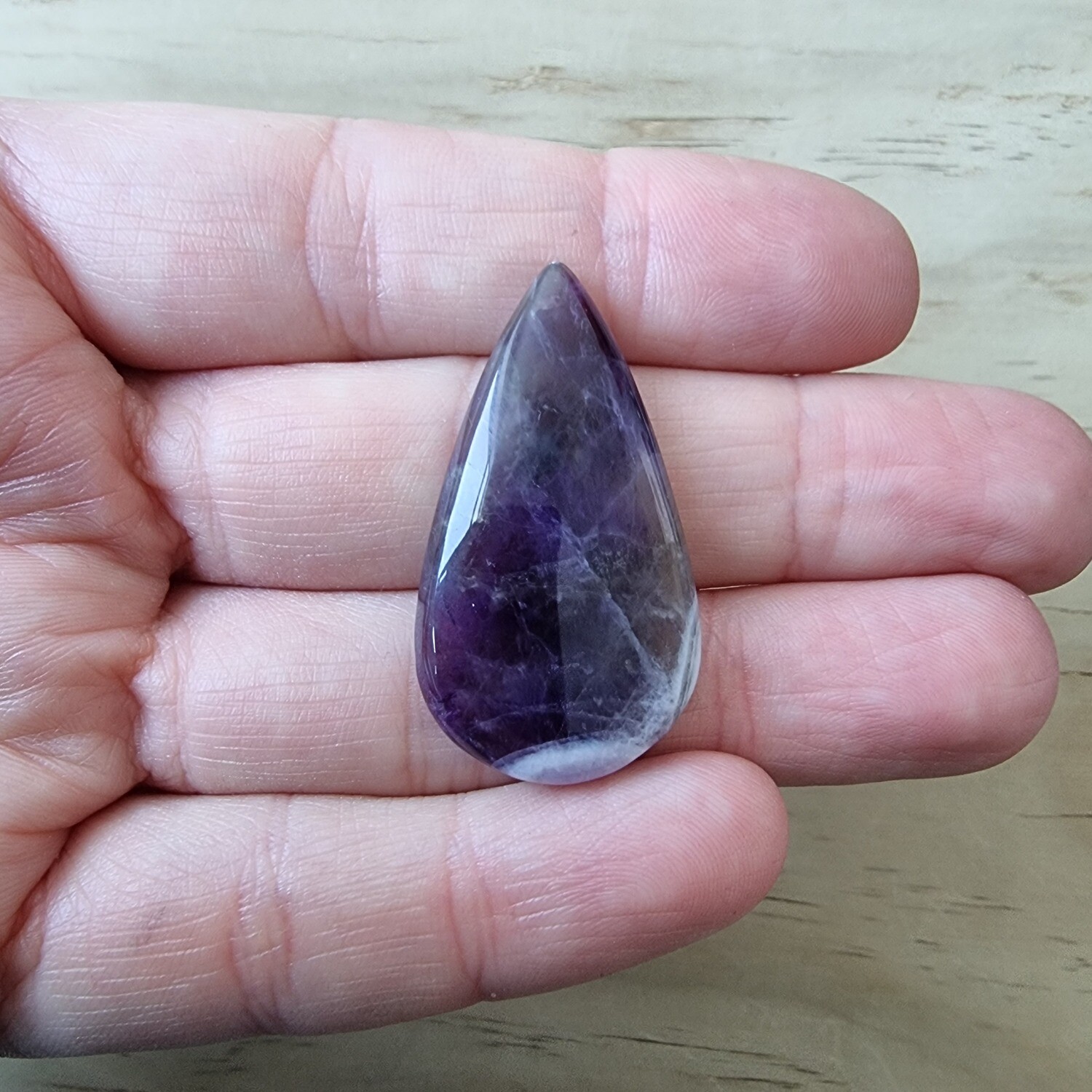 Chevron Amethyst Cabochon / Pendant for jewelry making or diy craft projects 7.5gr