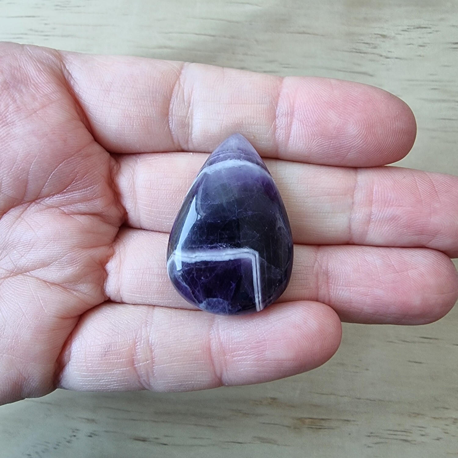 Chevron Amethyst Cabochon / Pendant for jewelry making or diy craft projects 12.6gr