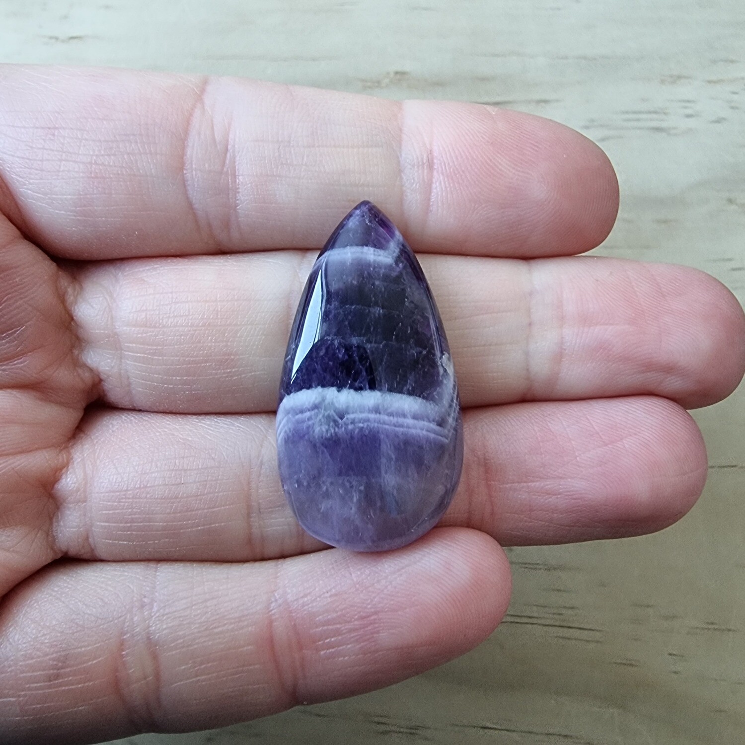 Chevron Amethyst Cabochon / Pendant for jewelry making or diy craft projects 8.1gr