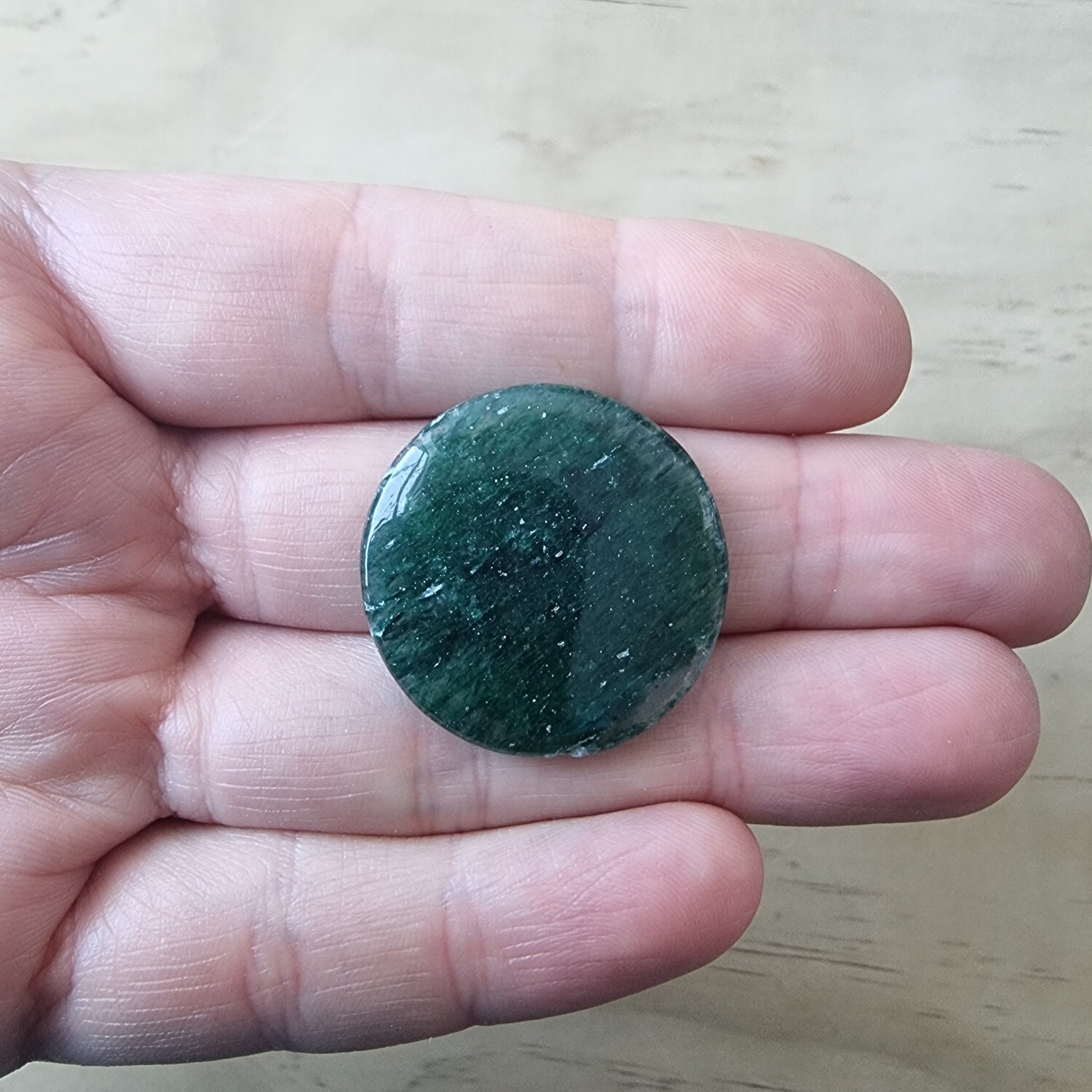 Dark Green Aventurine Cabochon / Pendant for jewelry making or diy craft projects 7.9gr