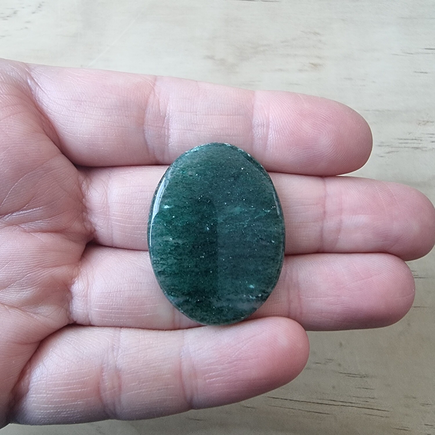 Dark Green Aventurine Cabochon / Pendant for jewelry making or diy craft projects 8.3gr