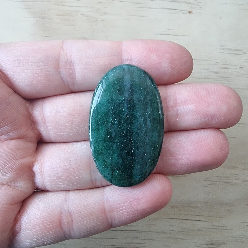 Dark Green Aventurine Cabochon / Pendant for jewelry making or diy craft projects 12.1gr