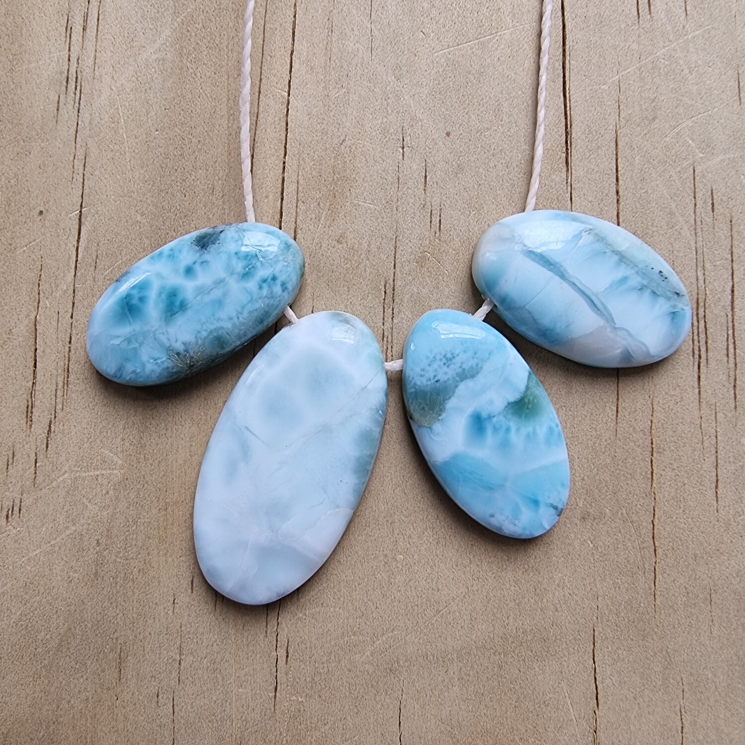 Larimar side drilled Cabochon / Pendant Lot for jewelry making or diy craft projects 15.1gr
