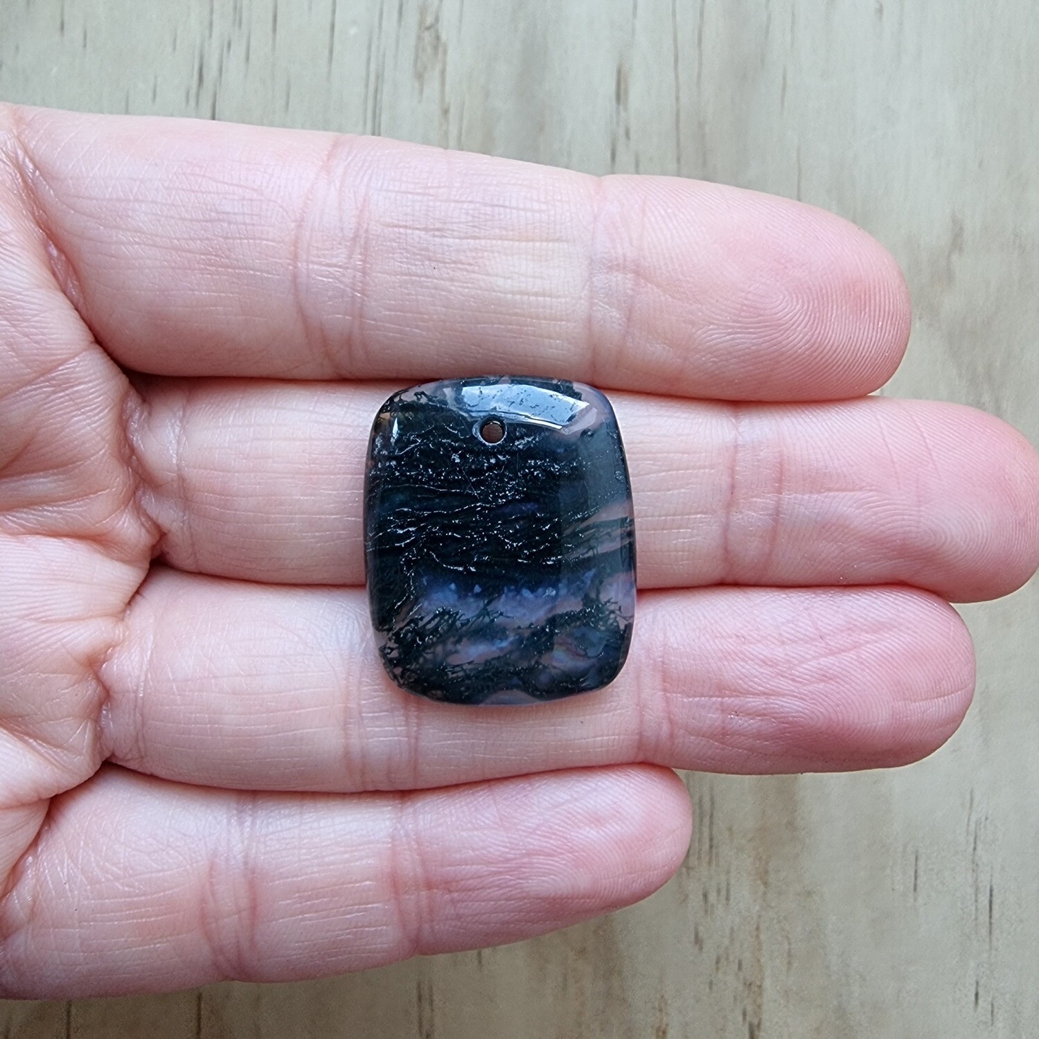 Moss Agate top drilled Pendant for jewelry making or diy craft projects 5.6gr