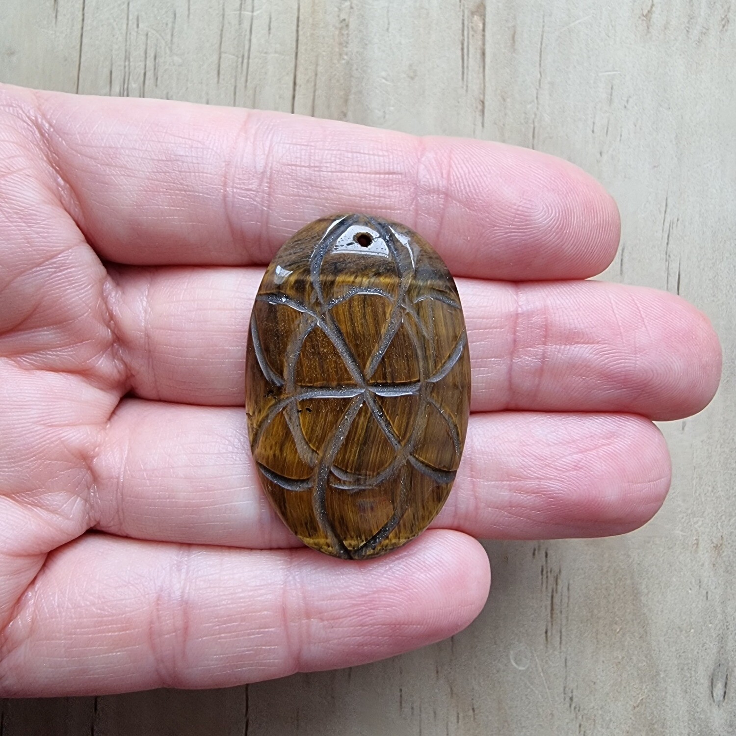 Carved Tiger Eye top drilled Pendant for jewelry making or diy craft projects 11.4gr