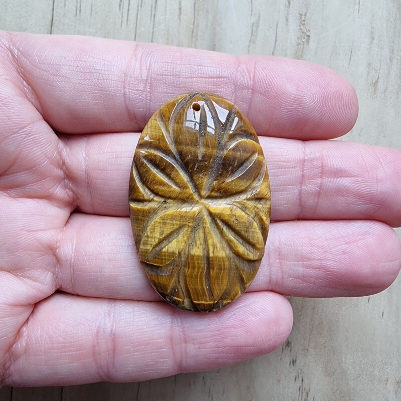 Carved Tiger Eye top drilled Pendant for jewelry making or diy craft projects 13.9gr