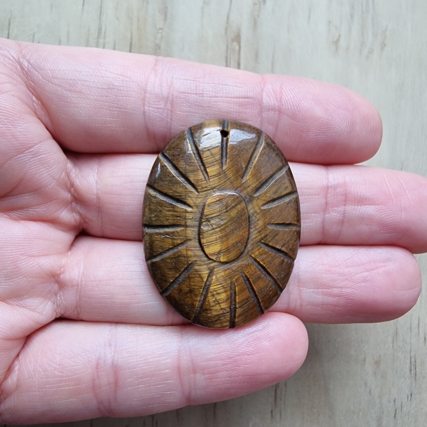 Carved Tiger Eye top drilled Pendant for jewelry making or diy craft projects 11.8gr
