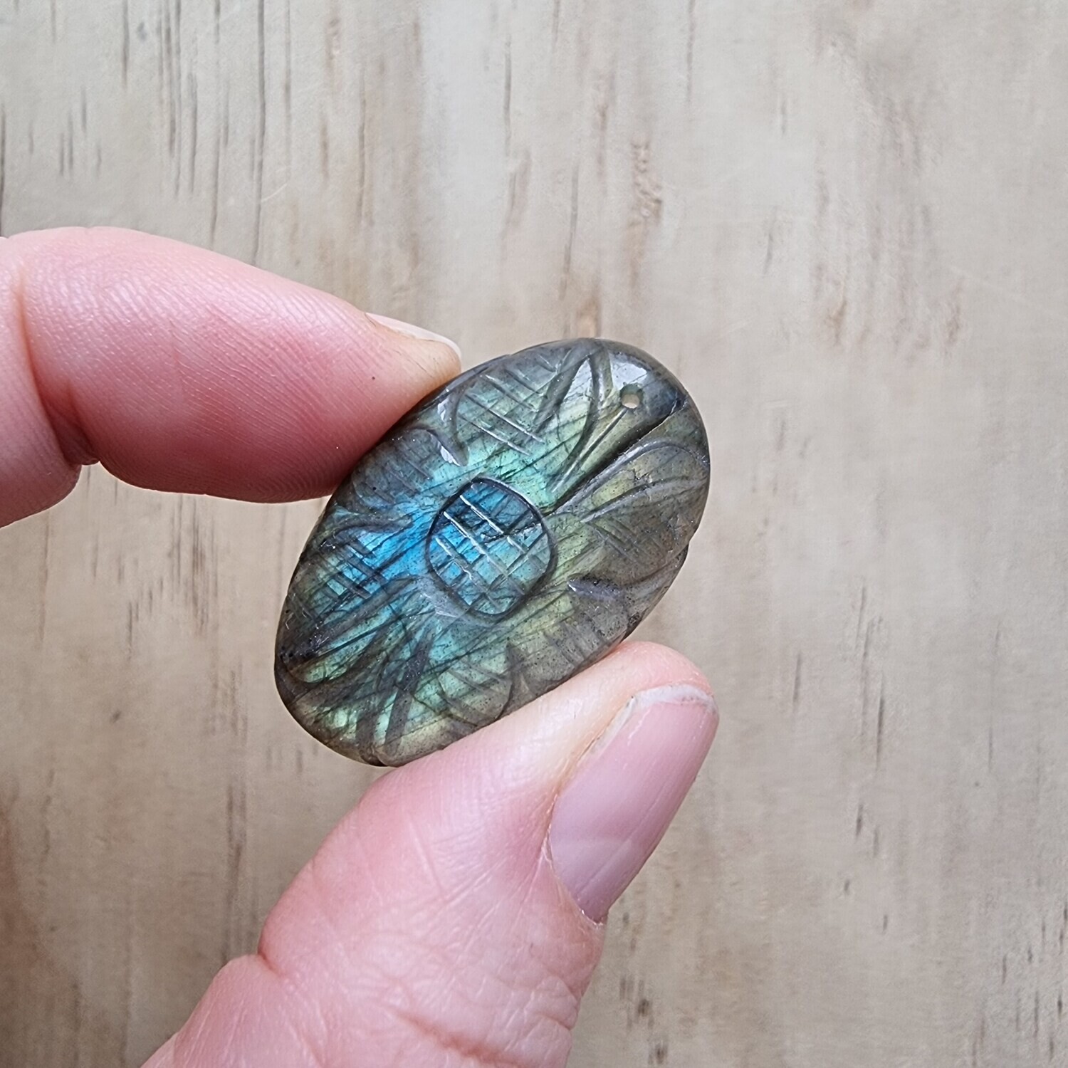 Carved Labradorite top drilled Pendant for jewelry making or diy craft projects 8.8gr