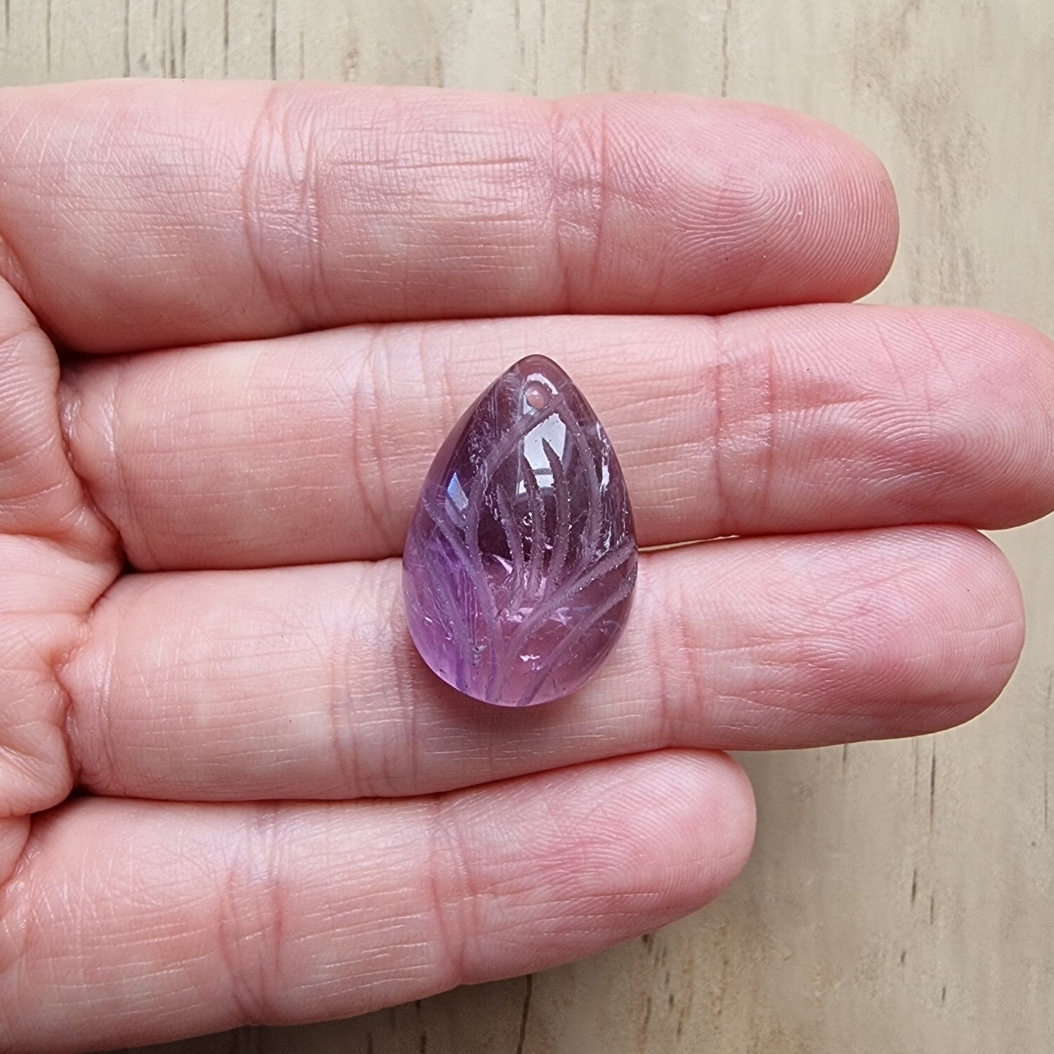 Carved Amethyst top drilled Pendant for jewelry making or diy craft projects 6gr