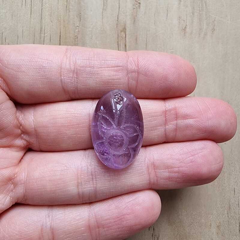 Carved Amethyst top drilled Pendant for jewelry making or diy craft projects 7.4gr