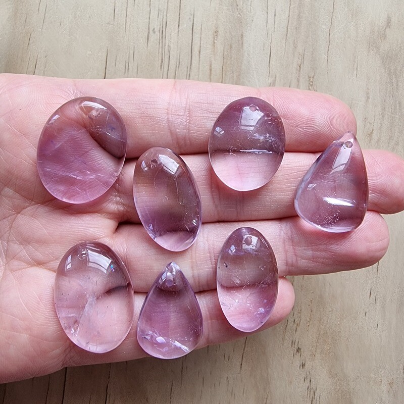 Pale Amethyst top drilled Pendant Lot for jewelry making or diy craft projects 38.5gr