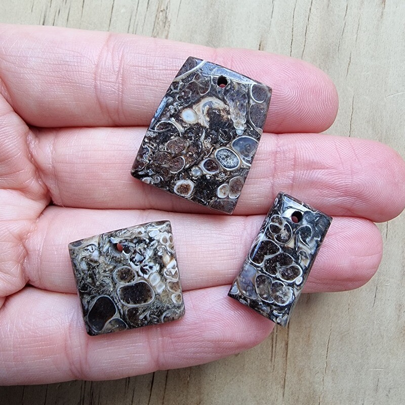 3 x Turtela Jasper top drilled Pendant Lot for jewelry making or diy craft projects 12.7gr