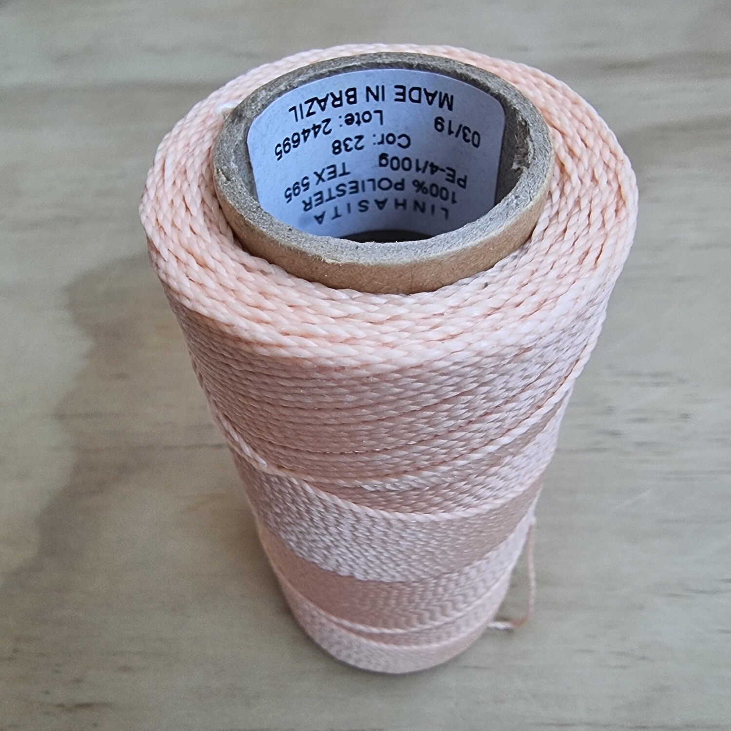 Cor #238 APRICOT ROSE 1mm Waxed Linhasita Thread 170m Spool