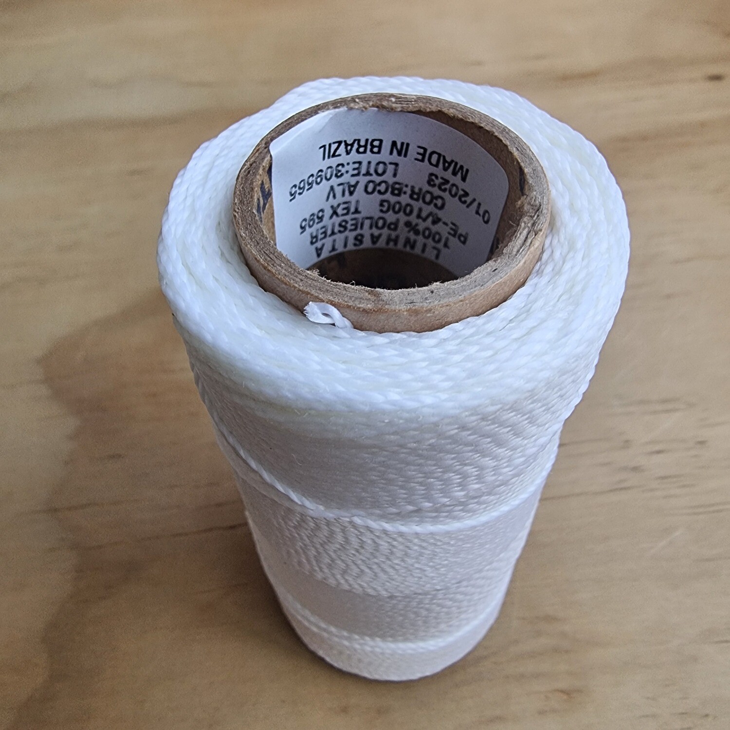 Cor #BCO / WHITE 1mm Waxed Linhasita Thread 170m Spool
