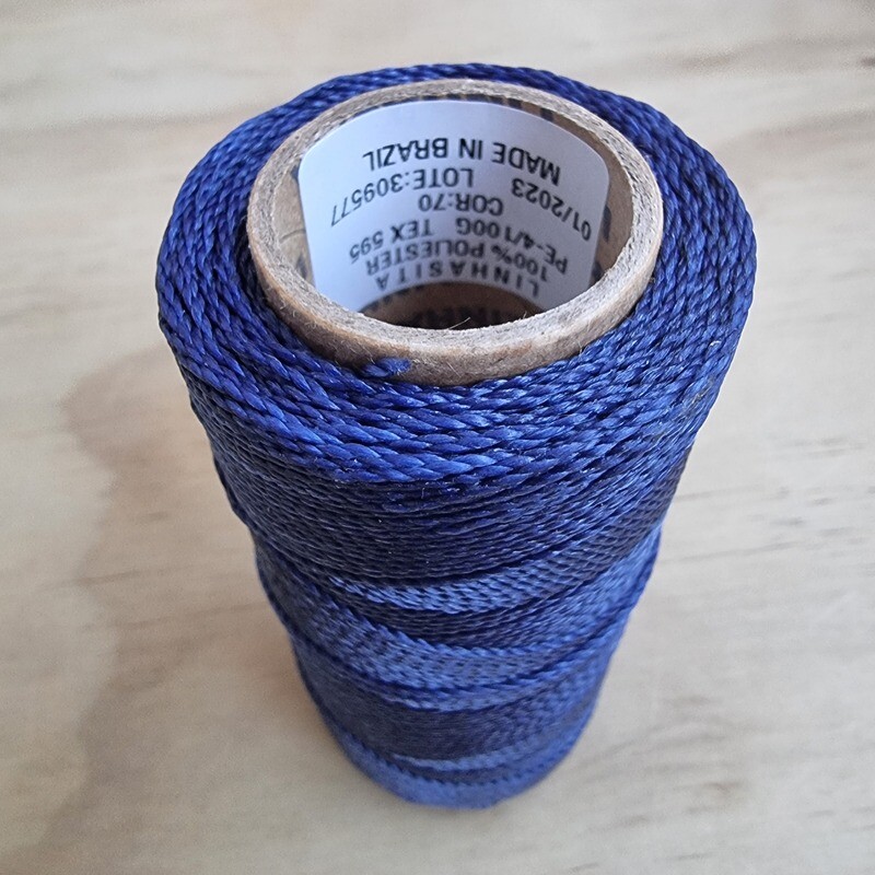 Cor #70 DEEP BLUE 1mm Waxed Linhasita Thread 170m Spool