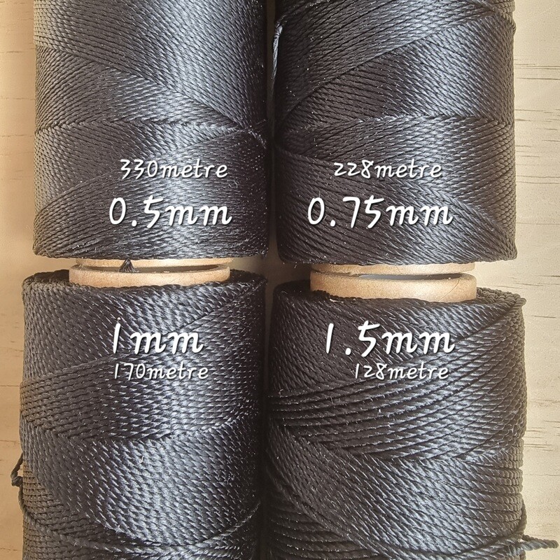 Limbas For Thread Black Linhasita Thread – 0.5mm to 1.5mm Sizes Available NZ