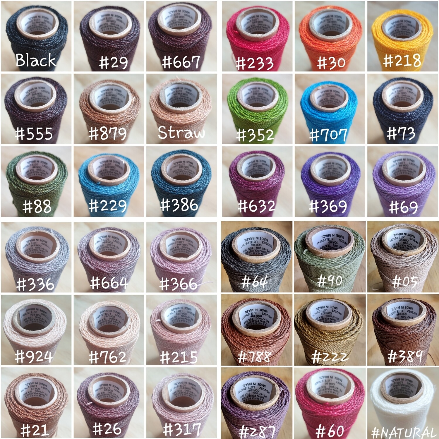 Box of 70 1mm 170metre rolls of Linhasita 100% Waxed Polyester Thread