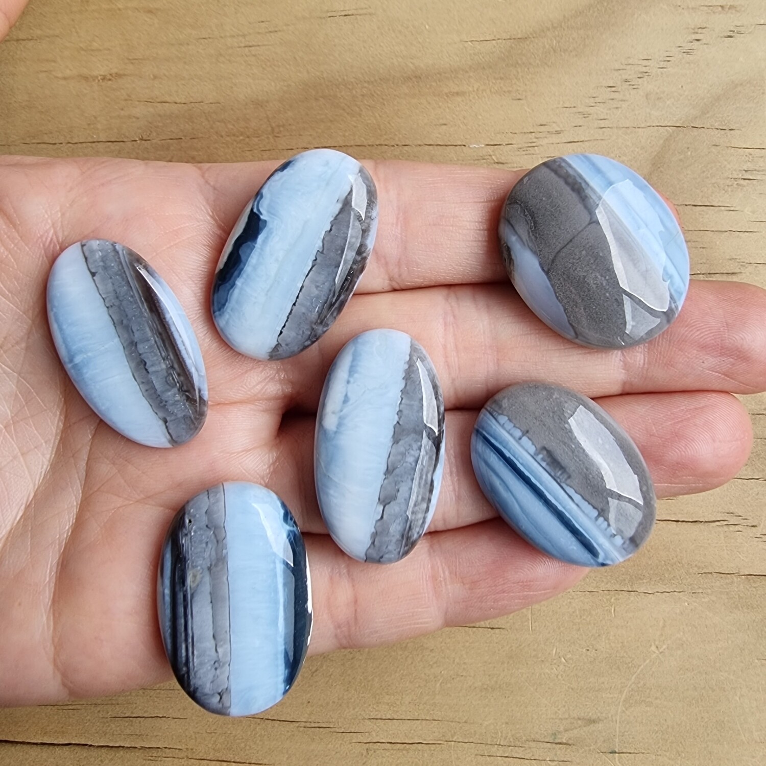 6 x Andean Blue Opal Cabochon Lot / Pendant Lot for jewelry making or diy craft projects 40.5gr