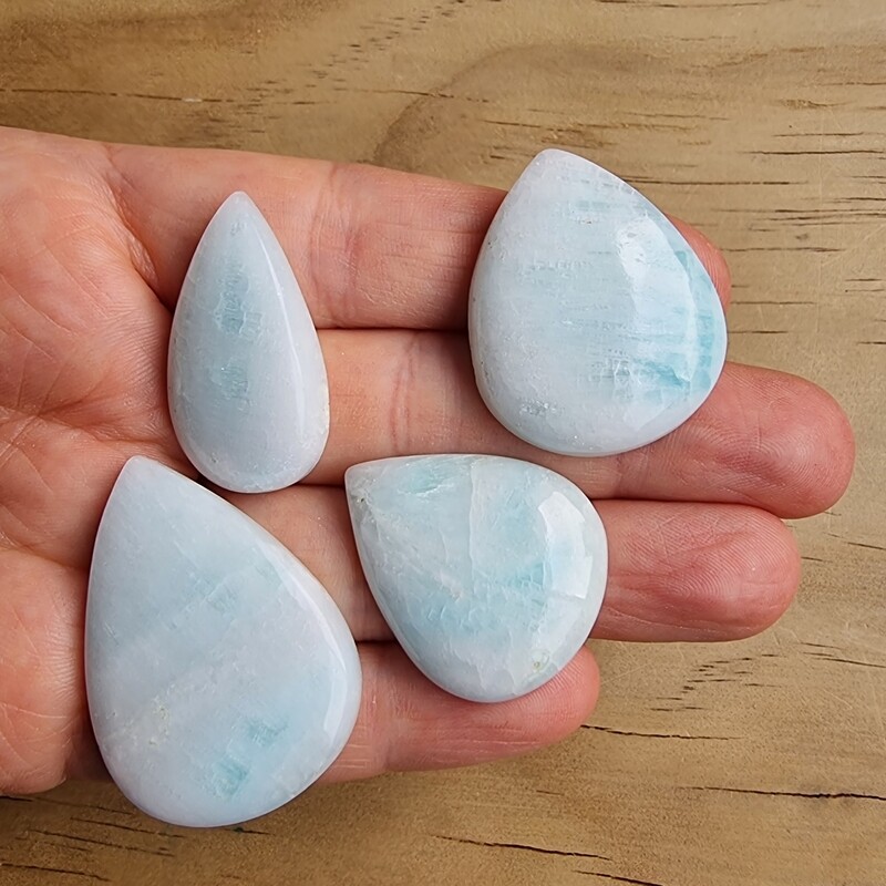4 x Caribbean Calcite Cabochon Lot / Pendant Lot for jewelry making or diy craft projects 36.6gr