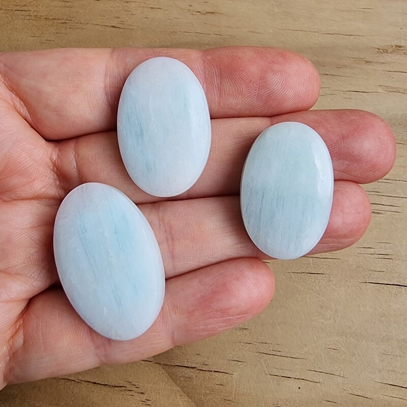 3 x Blue Aragonite Cabochon Lot / Pendant Lot for jewelry making or diy craft projects 24.6gr