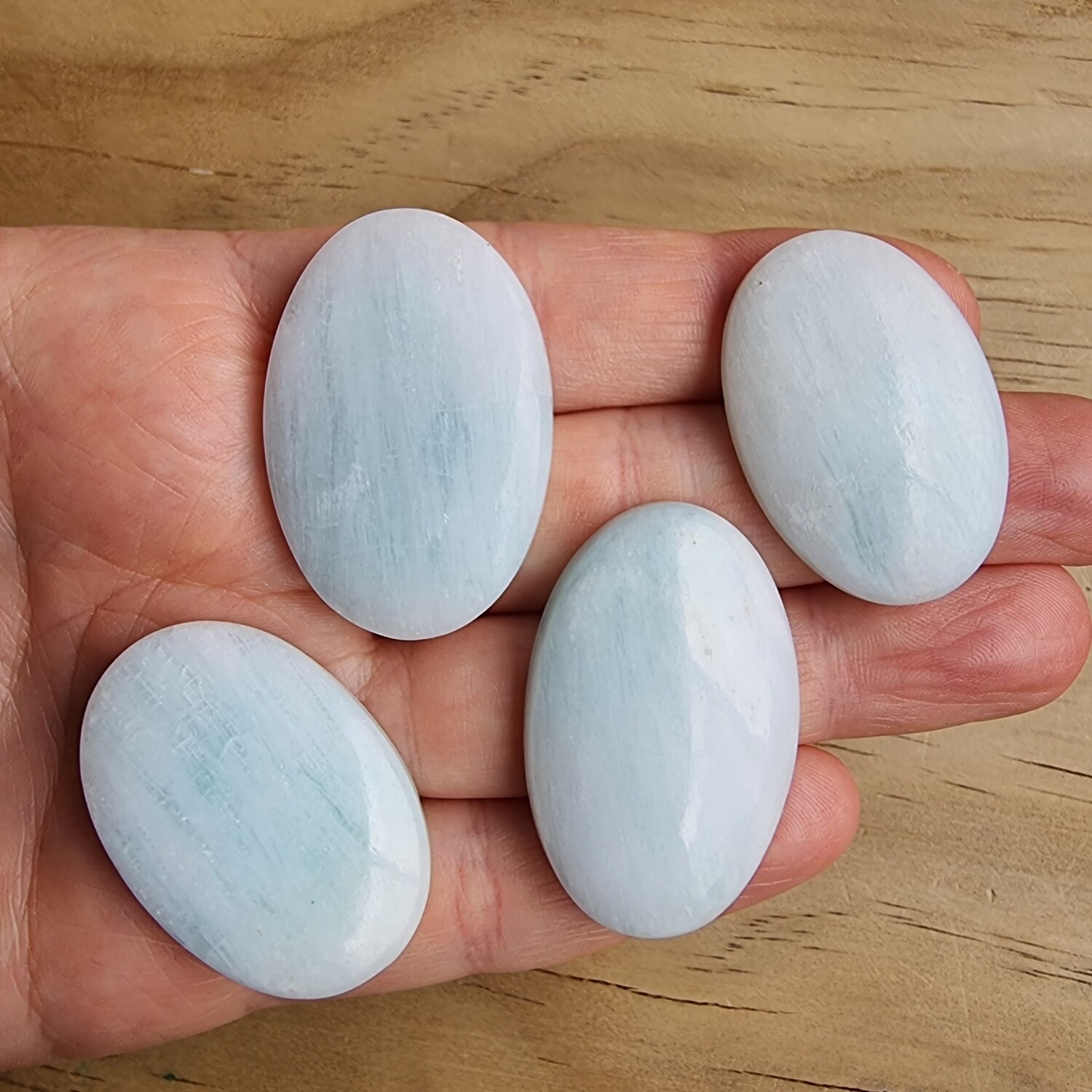 4 x Blue Aragonite Cabochon Lot / Pendant Lot for jewelry making or diy craft projects 48.5gr