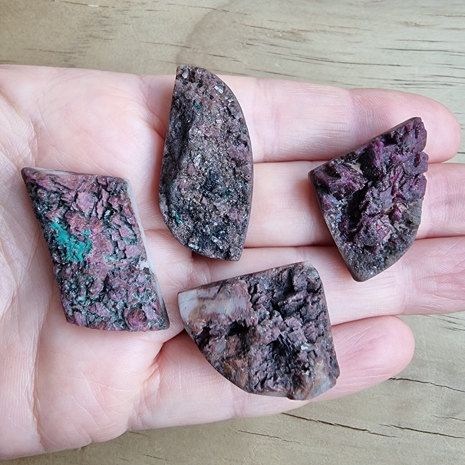 4 x Cobalt Calcite Druzy Cabochon Lot / Pendant Lot for jewelry making or diy craft projects 43.2gr